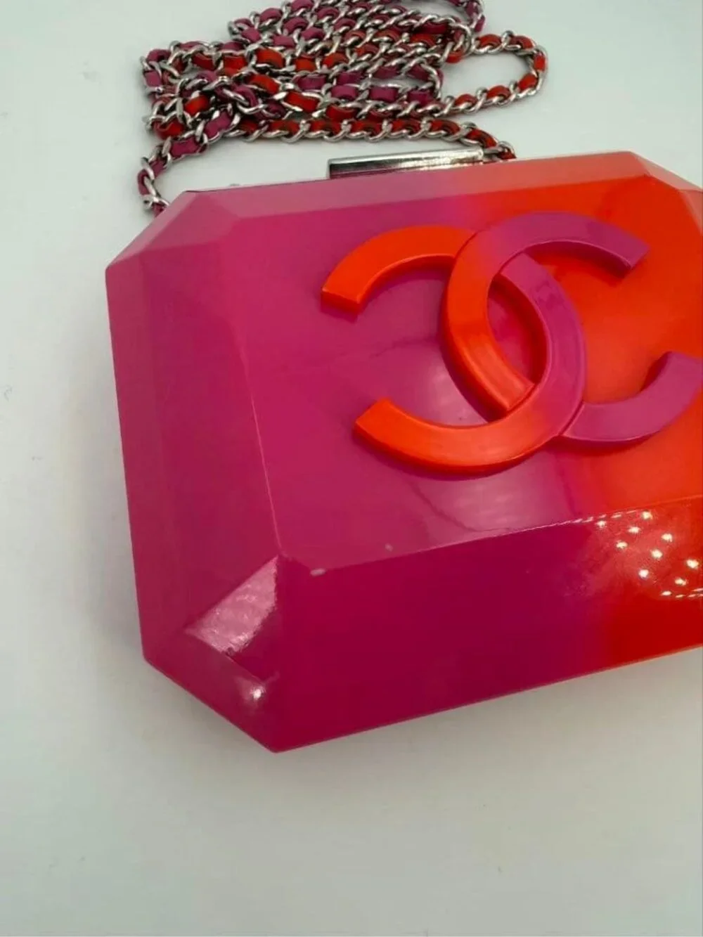 Chanel Acrylic Bicolor Flap Bag Pink